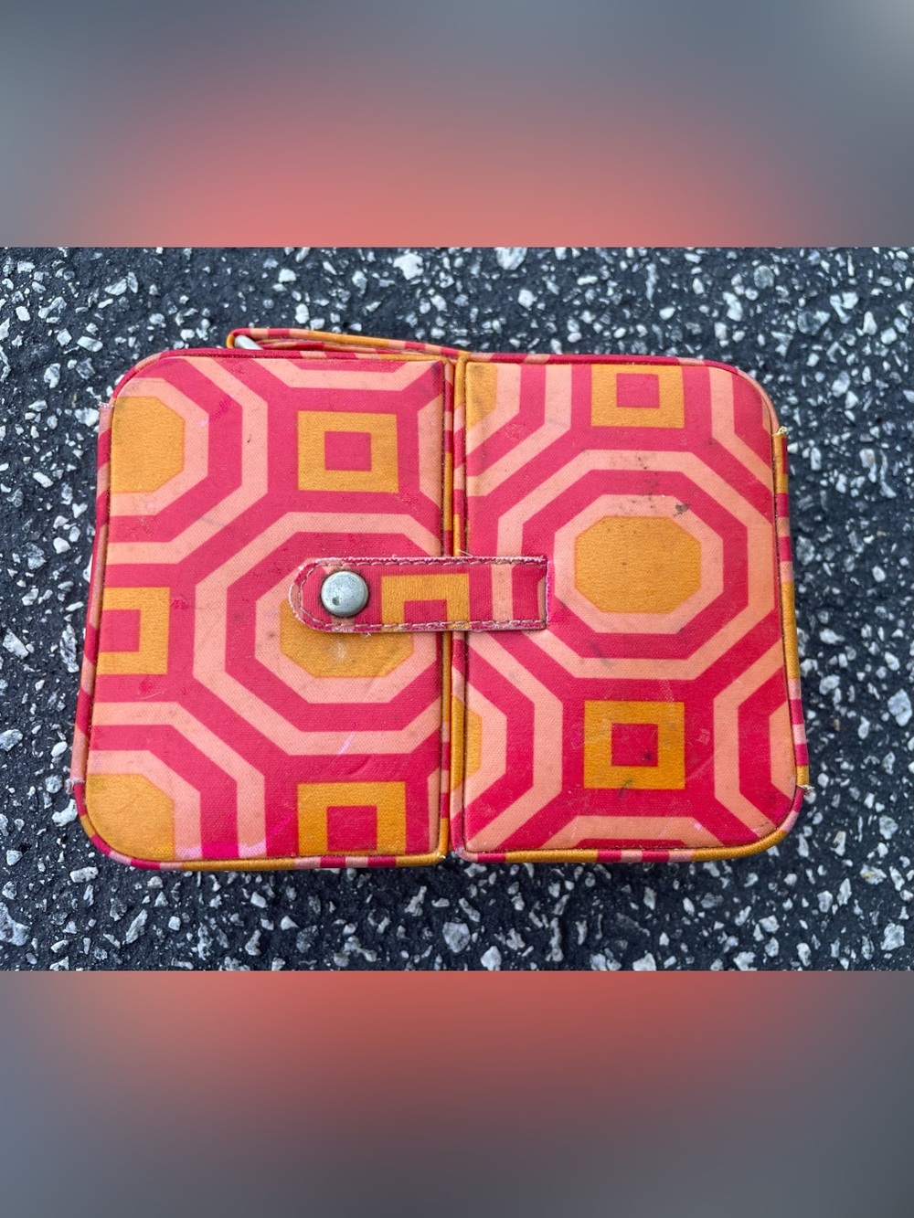 Vintage Wolf Designs Jewelry Travel Case in Pink & Orange
